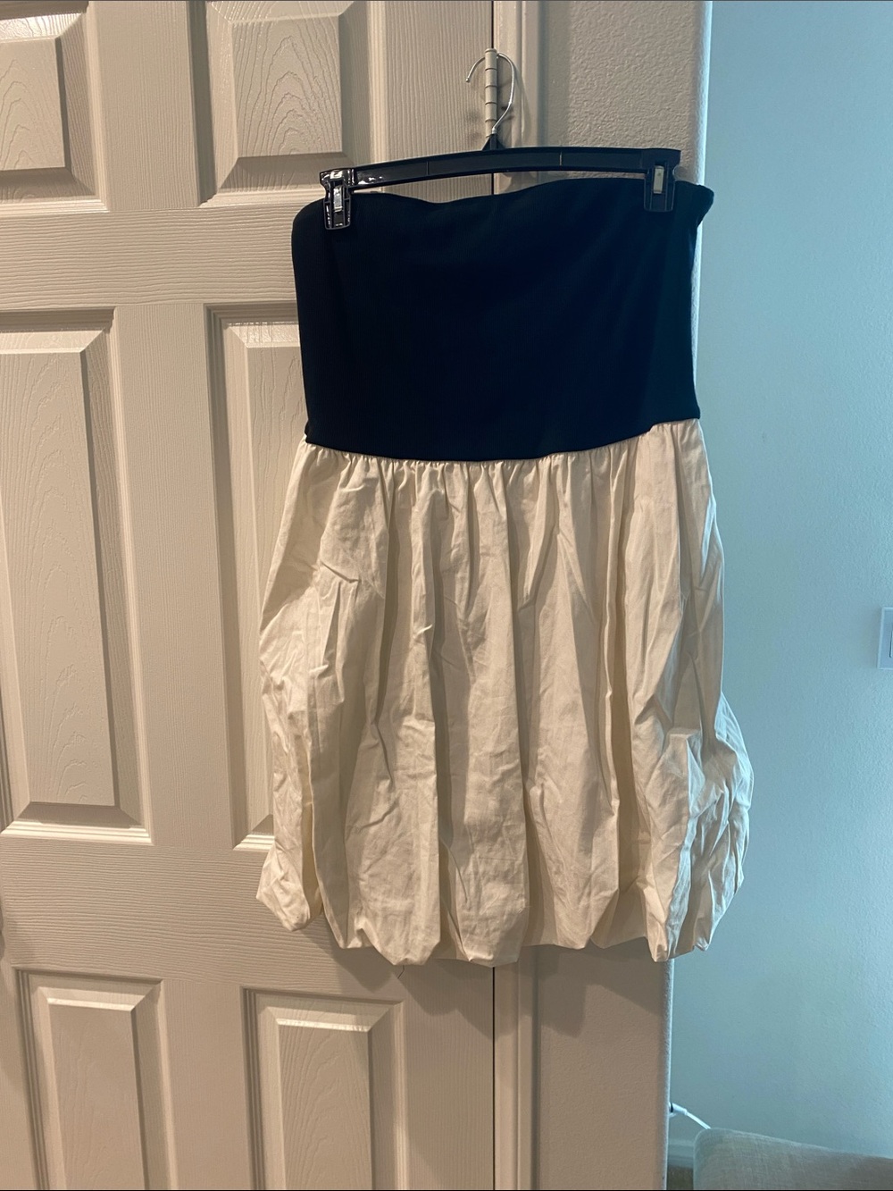 a new day Black and Cream Strapless Bubble Mini Skirt